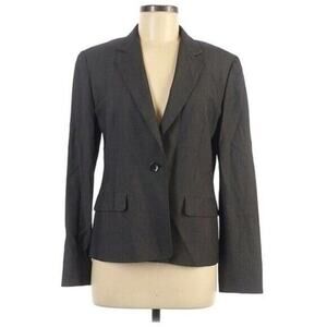 MaxMara Gray Virgin Wool Blend Single Button Blazer Jacket Women's 10